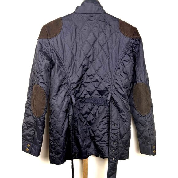 Banana Republic Navy Blue Belted Field Jacket w/ Faux Suede Accents Sz SX EUC - Picture 3 of 8